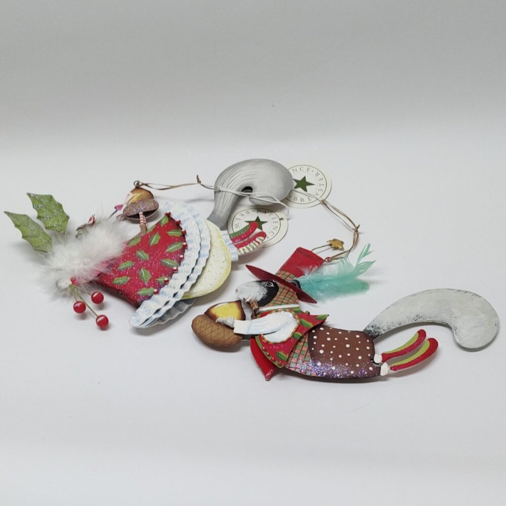 Patience Brewster Krinkles Tin Mr. & Mrs. Squirrel Ornament Set